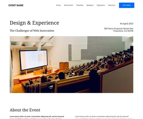 Event Landing Page template preview