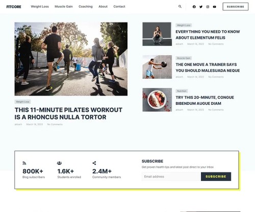 Weight Loss & Muscle Gain Blog template preview