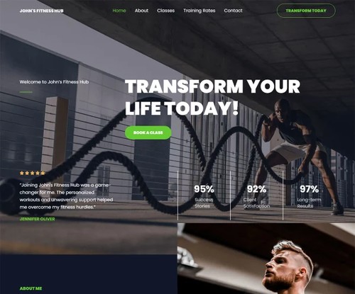 John's Fitness Hub template preview
