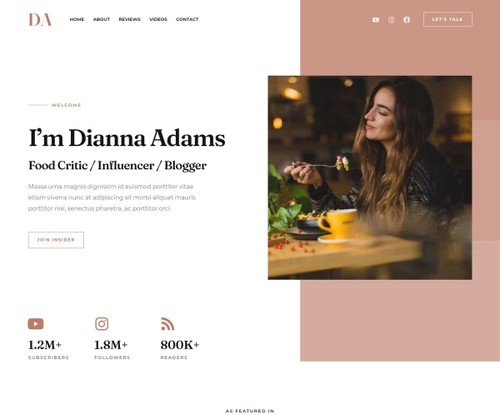 Food Blogger & Influencer template preview