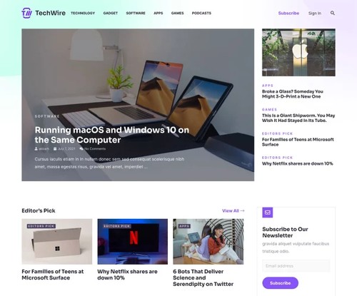 Tech News template preview
