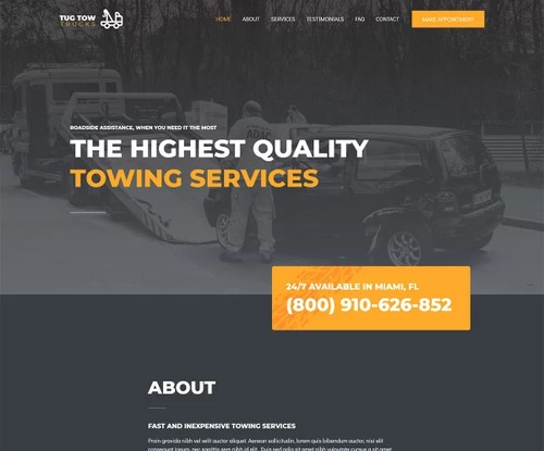 Towing Services template preview